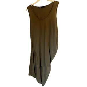 All Saints Asymmetrical Dress in Military Green Slouchy Drapes on One Side sz. 6